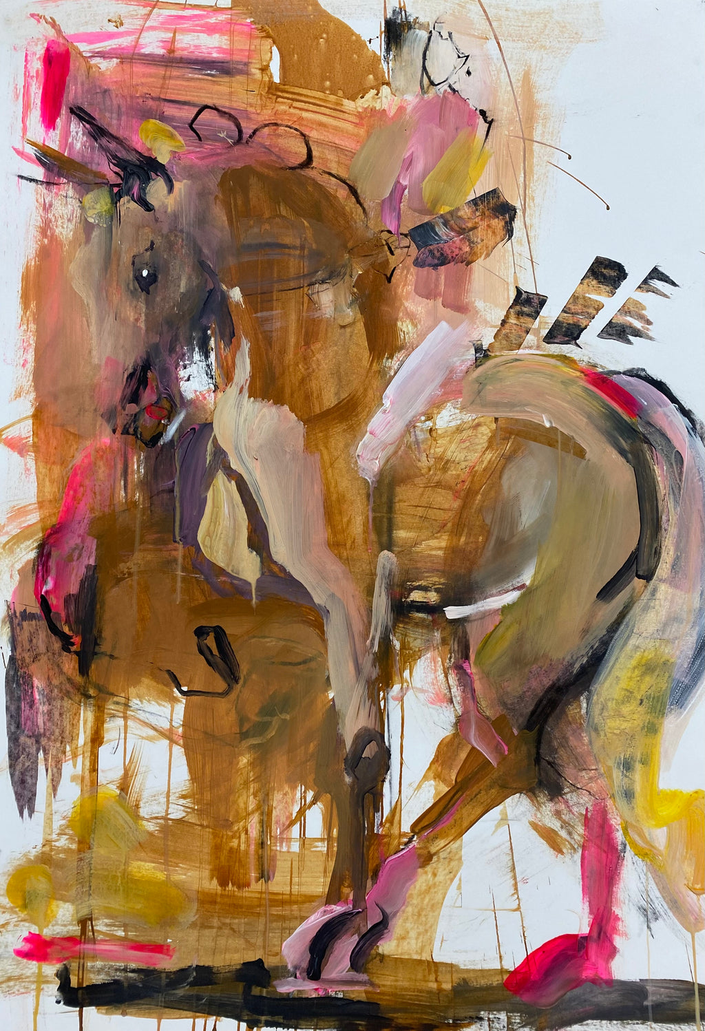 Golden horse, 100x70 cm