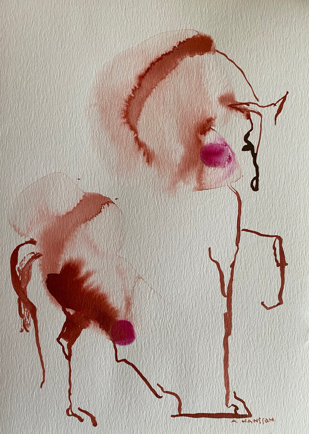 Trotting in sienna2, 24x17cm