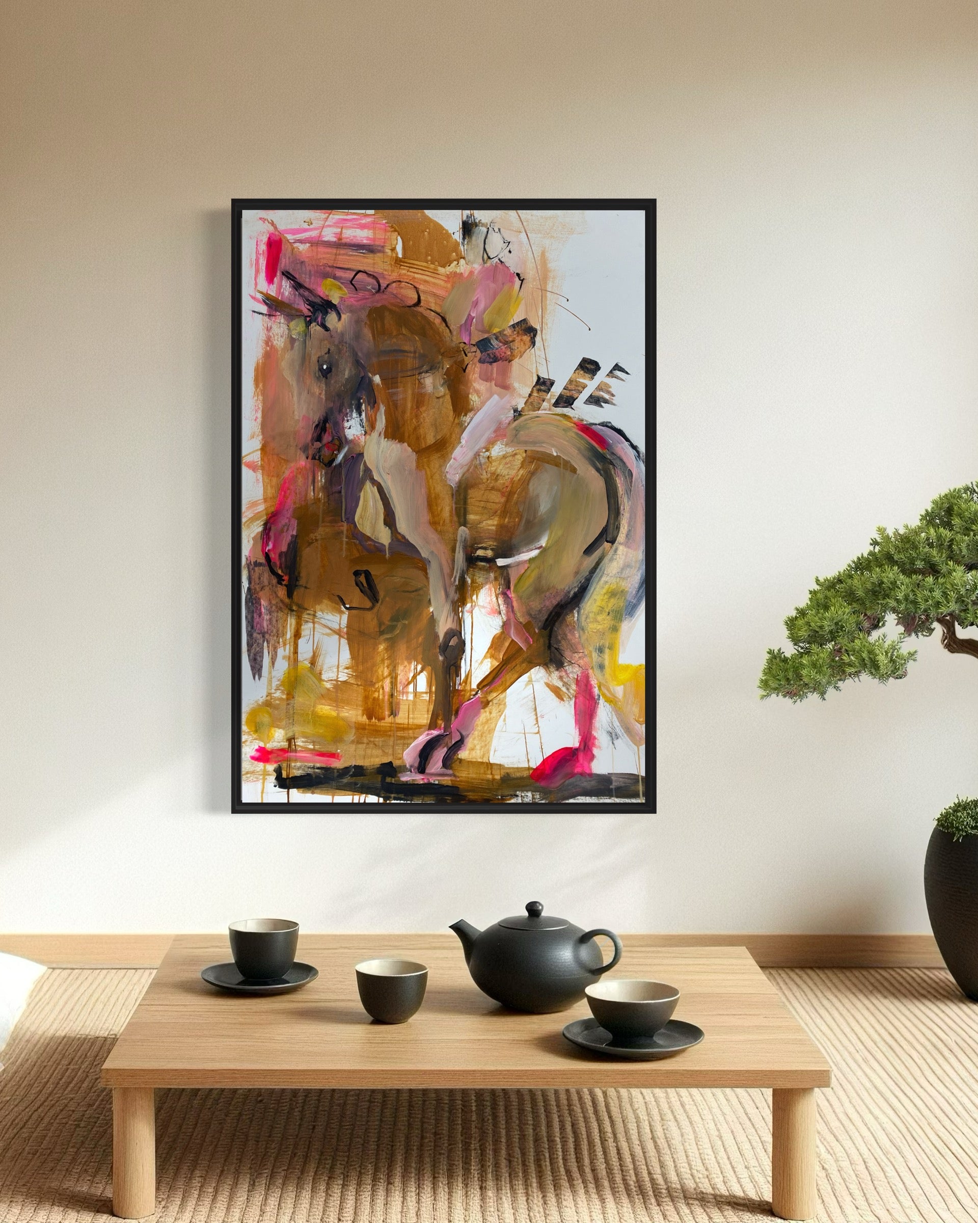 Golden horse, 100x70 cm